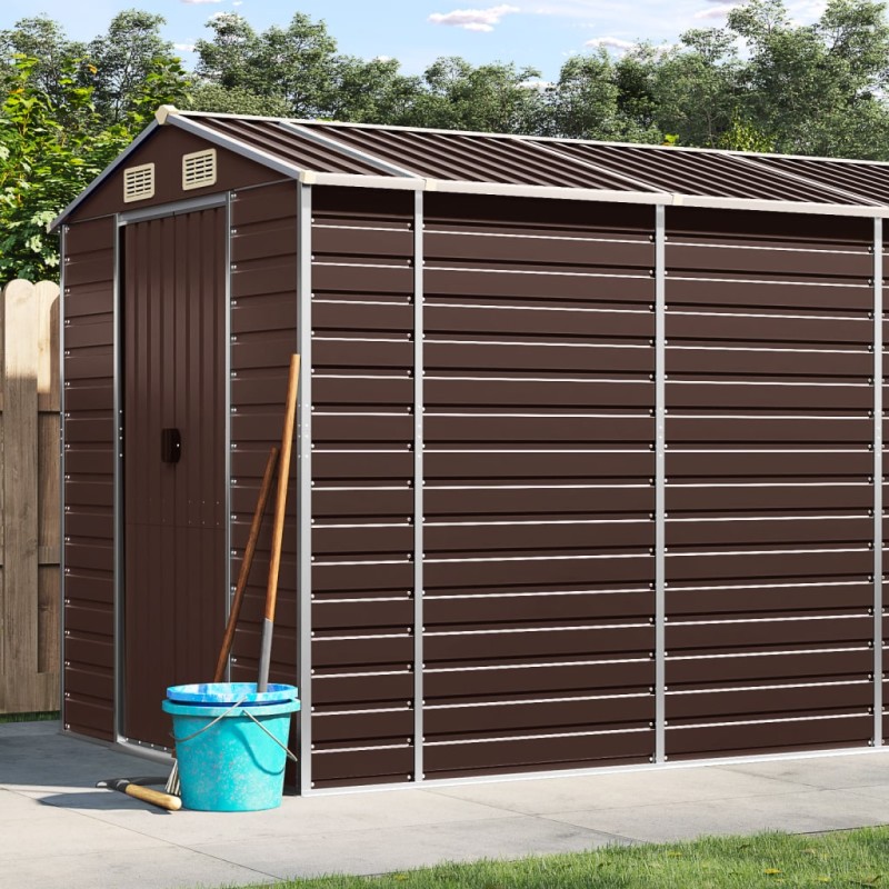vidaXL Cobertizo de jardín acero galvanizado marrón 191x895x198 cm vidaXL Cobertizo de jardín acero galvanizado marrón 191x895x198 cm