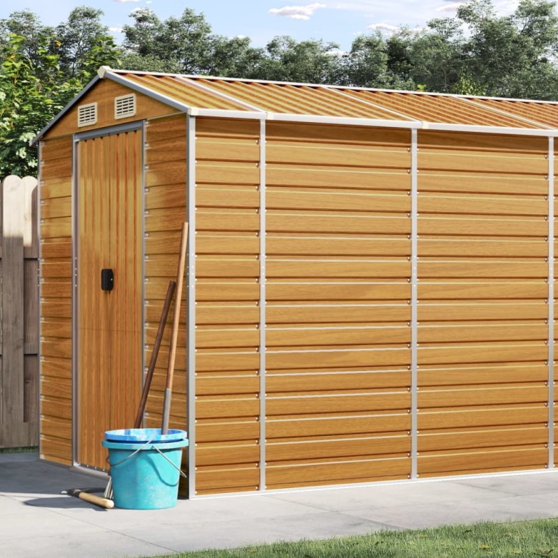 vidaXL Caseta de jardín acero galvanizado marrón claro 191x895x198 cm vidaXL Caseta de jardín acero galvanizado marrón claro 191x895x198 cm