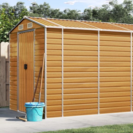 vidaXL Caseta de jardín acero galvanizado marrón claro 191x895x198 cm