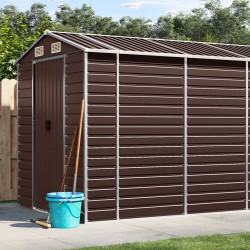 vidaXL Cobertizo de jardín acero galvanizado marrón 191x725x198 cm