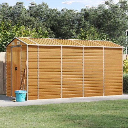 vidaXL Caseta de jardín acero galvanizado marrón claro 191x385x198 cm