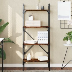 vidaXL Librería de 4 estantes madera roble ahumado 56x31,5x138,5 cm