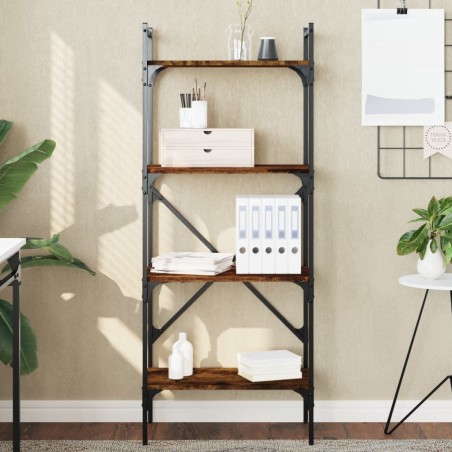 vidaXL Librería de 4 estantes madera roble ahumado 56x31,5x138,5 cm
