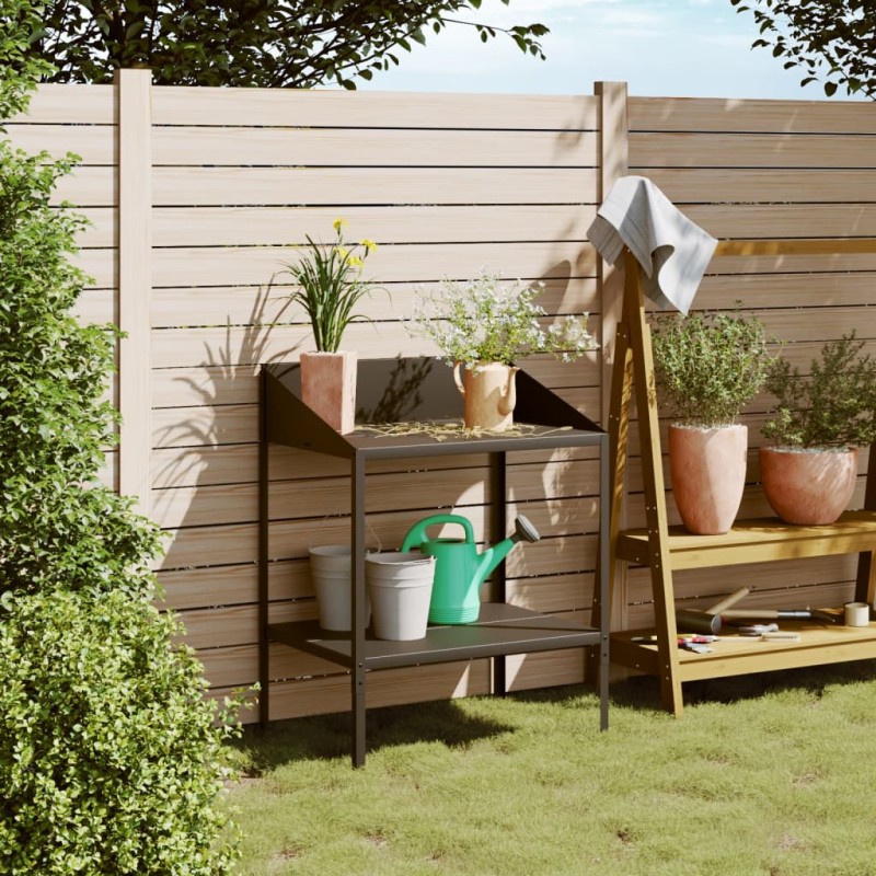 vidaXL Soporte de plantas acero galvanizado antracita 75,5x54,5x100 cm vidaXL Soporte de plantas acero galvanizado antracita 75,5x54,5x100 cm