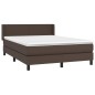 vidaXL Cama box spring con colchón cuero sintético marrón 140x200cm