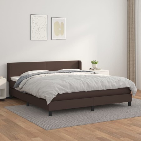 vidaXL Cama box spring con colchón cuero sintético marrón 160x200 cm