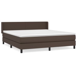 vidaXL Cama box spring con colchón cuero sintético marrón 160x200 cm