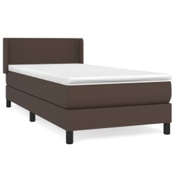 vidaXL Cama box spring con colchón cuero sintético marrón 90x200 cm