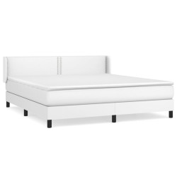 vidaXL Cama box spring con colchón cuero sintético blanco 160x200 cm