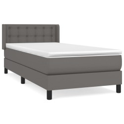 vidaXL Cama box spring con colchón cuero sintético gris 80x200 cm