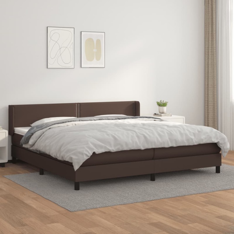 vidaXL Cama box spring con colchón cuero sintético marrón 200x200 cm vidaXL Cama box spring con colchón cuero sintético marrón 200x200 cm