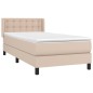 vidaXL Cama box spring con colchón cuero sintético capuchino 100x200cm vidaXL Cama box spring con colchón cuero sintético capuchino 100x200cm