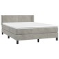 vidaXL Cama box spring con colchón terciopelo gris claro 140x200 cm vidaXL Cama box spring con colchón terciopelo gris claro 140x200 cm
