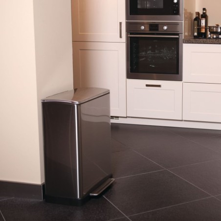 EKO Cubo de basura de pedal E-Cube 28+18 L plateado mate