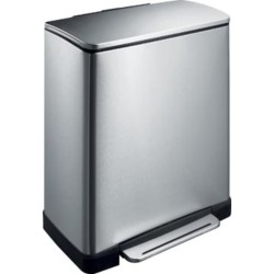 EKO Cubo de basura de pedal E-Cube 28+18 L plateado mate