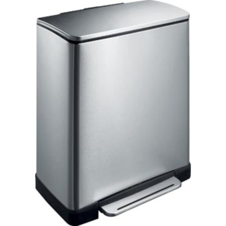 EKO Cubo de basura de pedal E-Cube 28+18 L plateado mate