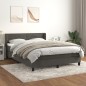 vidaXL Cama box spring con colchón terciopelo gris oscuro 140x190 cm