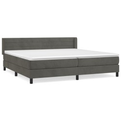 vidaXL Cama box spring con colchón terciopelo gris oscuro 200x200 cm