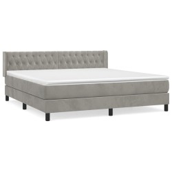 vidaXL Cama box spring con colchón terciopelo gris claro 180x200 cm