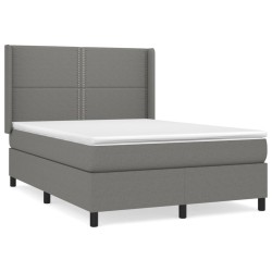vidaXL Cama box spring con colchón tela gris oscuro 140x190 cm