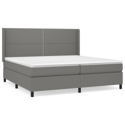 vidaXL Cama box spring con colchón tela gris oscuro 200x200 cm