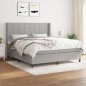 vidaXL Cama box spring con colchón tela gris claro 180x200 cm vidaXL Cama box spring con colchón tela gris claro 180x200 cm