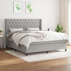vidaXL Cama box spring con colchón tela gris claro 160x200 cm