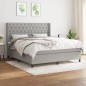 vidaXL Cama box spring con colchón tela gris claro 160x200 cm vidaXL Cama box spring con colchón tela gris claro 160x200 cm