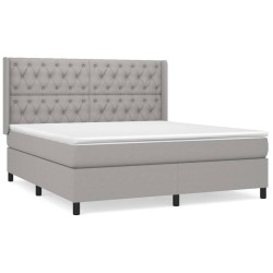 vidaXL Cama box spring con colchón tela gris claro 160x200 cm