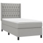 vidaXL Cama box spring con colchón tela gris claro 90x200 cm vidaXL Cama box spring con colchón tela gris claro 90x200 cm