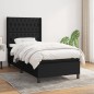 vidaXL Cama box spring con colchón tela negro 90x200 cm vidaXL Cama box spring con colchón tela negro 90x200 cm