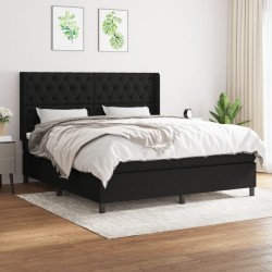 vidaXL Cama box spring con colchón tela negro 160x200 cm