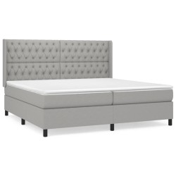 vidaXL Cama box spring con colchón tela gris claro 200x200 cm