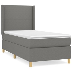 vidaXL Cama box spring con colchón tela gris oscuro 80x200 cm
