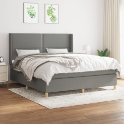 vidaXL Cama box spring con colchón tela gris oscuro 180x200 cm