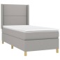 vidaXL Cama box spring con colchón tela gris claro 100x200 cm vidaXL Cama box spring con colchón tela gris claro 100x200 cm