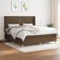 vidaXL Cama box spring con colchón tela marrón oscuro 160x200 cm