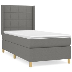 vidaXL Cama box spring con colchón tela gris oscuro 100x200 cm
