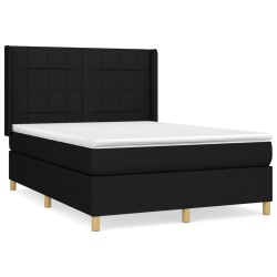 vidaXL Cama box spring con colchón tela negro 140x190 cm