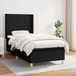 vidaXL Cama box spring con colchón tela negro 100x200 cm
