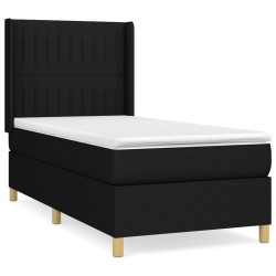 vidaXL Cama box spring con colchón tela negro 100x200 cm