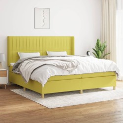 vidaXL Cama box spring con colchón tela verde 200x200 cm