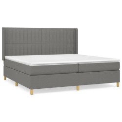 vidaXL Cama box spring con colchón tela gris oscuro 200x200 cm