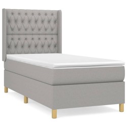 vidaXL Cama box spring con colchón tela gris claro 100x200 cm