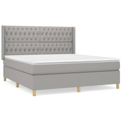 vidaXL Cama box spring con colchón tela gris claro 180x200 cm