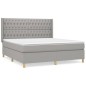 vidaXL Cama box spring con colchón tela gris claro 180x200 cm
