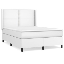 vidaXL Cama box spring con colchón cuero sintético blanco 140x190 cm