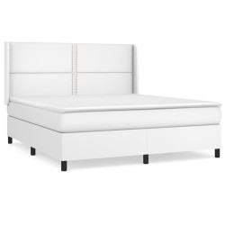 vidaXL Cama box spring con colchón cuero sintético blanco 160x200 cm
