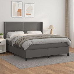 vidaXL Cama box spring con colchón cuero sintético gris 180x200 cm