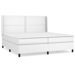 vidaXL Cama box spring con colchón cuero sintético blanco 200x200 cm